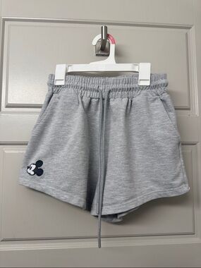 Aeropostale Gray Athletic Drawstring Shorts with Mickey Motif